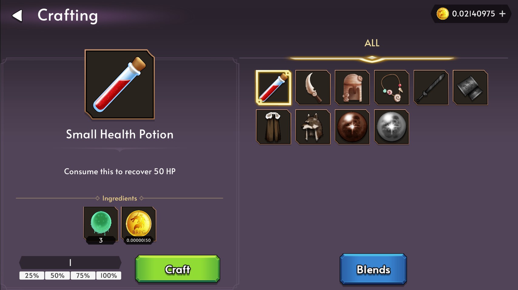 Crafting Screen